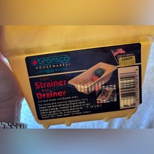 Vintage Transco Yellow Plastic Over The Sink Strainer Dish Drainer Made In USA